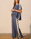 Storm Blue Contrast Pants Set