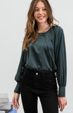 Hunter Green Satin Top