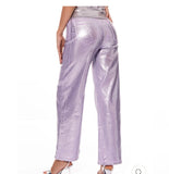 Lavender Metallic Wide Leg Jeans