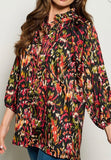 Black Multi Print Tunic Top