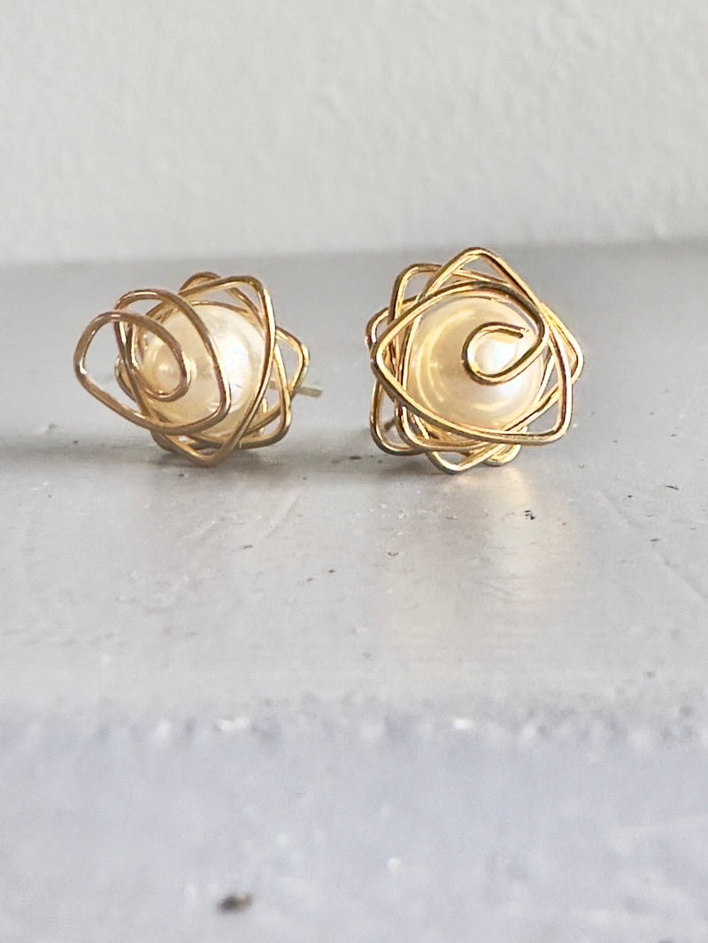 Freshwater Pearl Gold Wired Earrings
