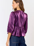 Eggplant Metallic Peplum Top