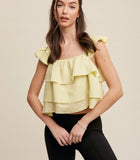 Lemmon Lime Ruffle Tiered Top