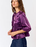 Eggplant Metallic Peplum Top