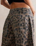 Olive Brown Leopard Barrel Jeans