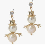 Gold Plated Pearl Snowman Earrings