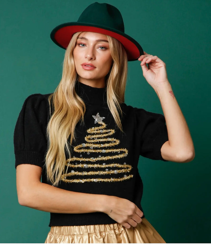 Embroidery Christmas Tree Sweater