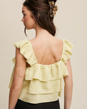 Lemmon Lime Ruffle Tiered Top