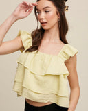 Lemmon Lime Ruffle Tiered Top