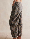Olive Brown Leopard Barrel Jeans