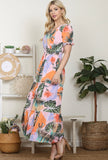 Multi Tropical Tiered Flowing Dress