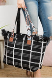 Black and White Guitar Strap Checkered Tote Bag