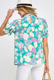 Mint Mock Neck Floral Top