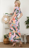 Multi Tropical Tiered Flowing Dress