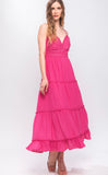 Hot Pink Embroidery Maxi Dress