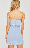 Mini Sky Blue Smocked Ruffle Dress