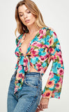 Multi Floral Bell Sleeve Cardigan