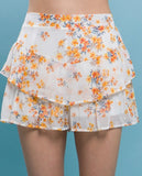 Orange Floral Tiered Skort