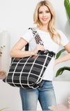 Black and White Guitar Strap Checkered Tote Bag