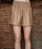 Vegan Leather Camel Shorts