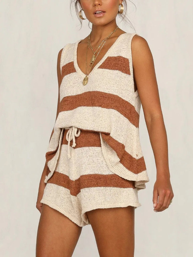 Stripe Sweater knit lounge Set