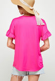 Fuchsia Ruffle Sleeve Top