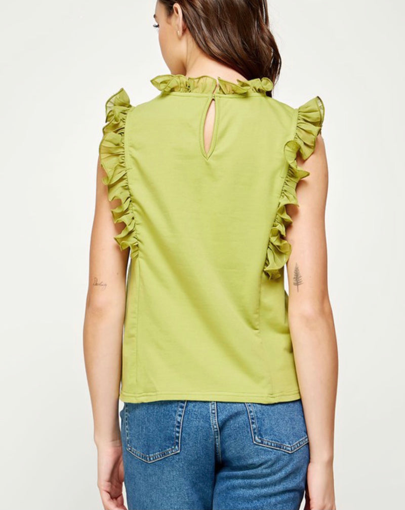 Dusty Citron Ruffle Tank Top