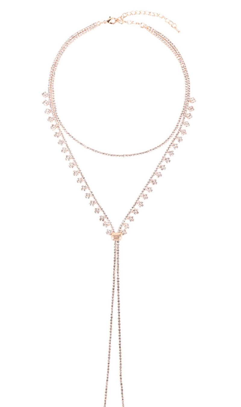 Rhinestone Choker Drop Slider Necklace