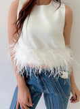 Sleeveless Feathered Tank