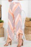 Multi Stripe Asymmetrical Linen Pants