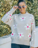 Floral Print Knit Sweater