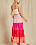 Vibrant Color Block Maxi Skirt