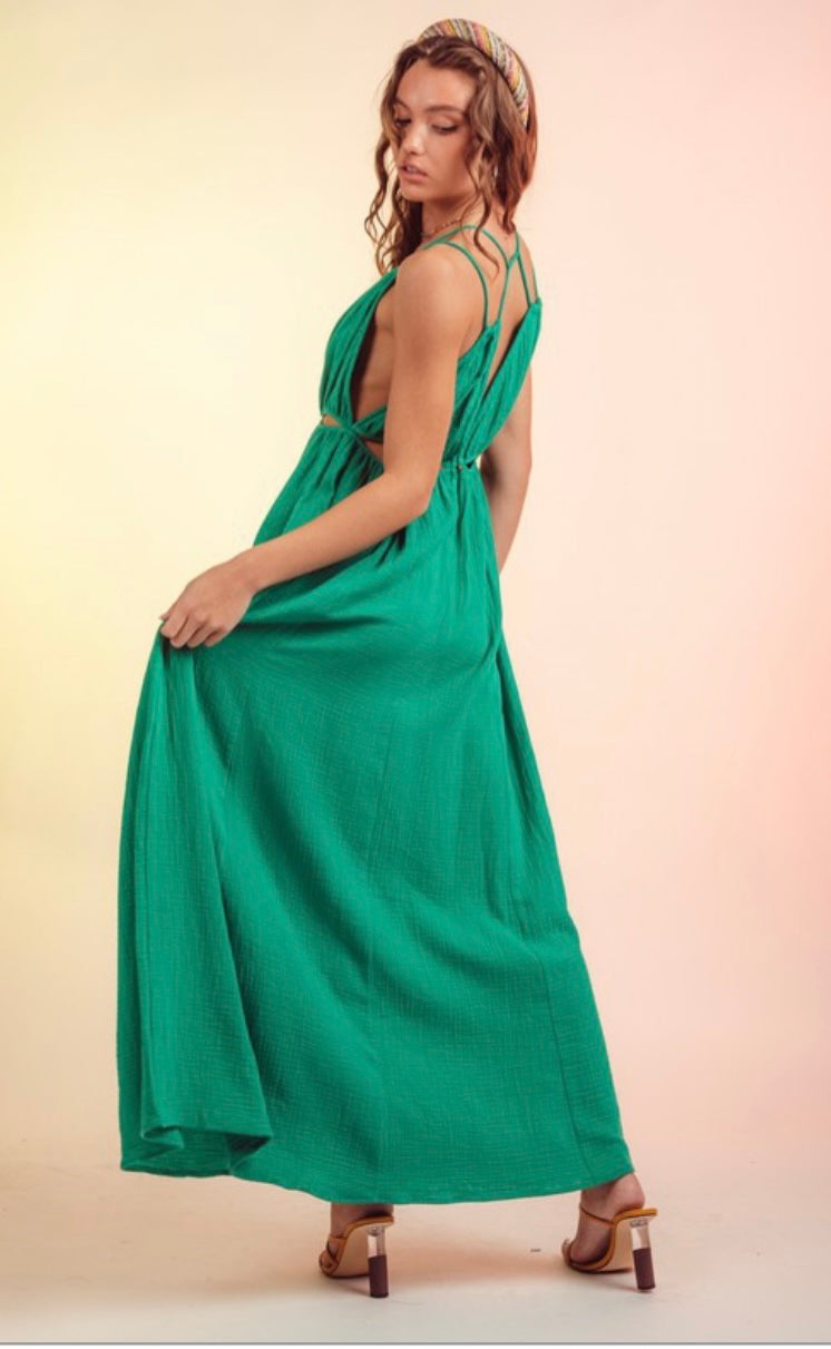 Kelly Green Cut Out Maxi Dress