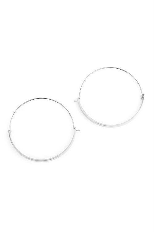 Silver Bar Hoop Earrings