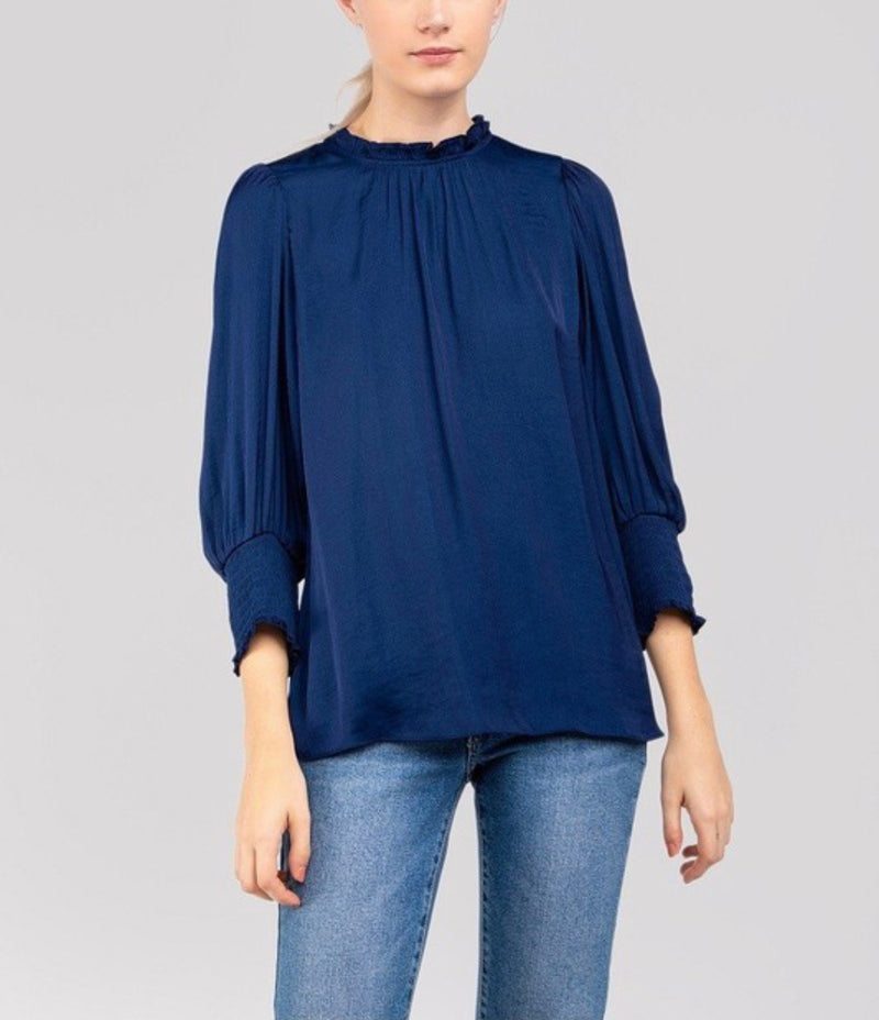 Elegant Ruffle Smock Silk Top