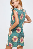 Teal Magenta Shoulder Pad Dress