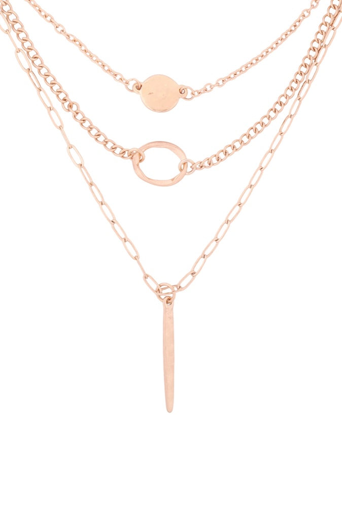 Open Circle Bar layered Necklace