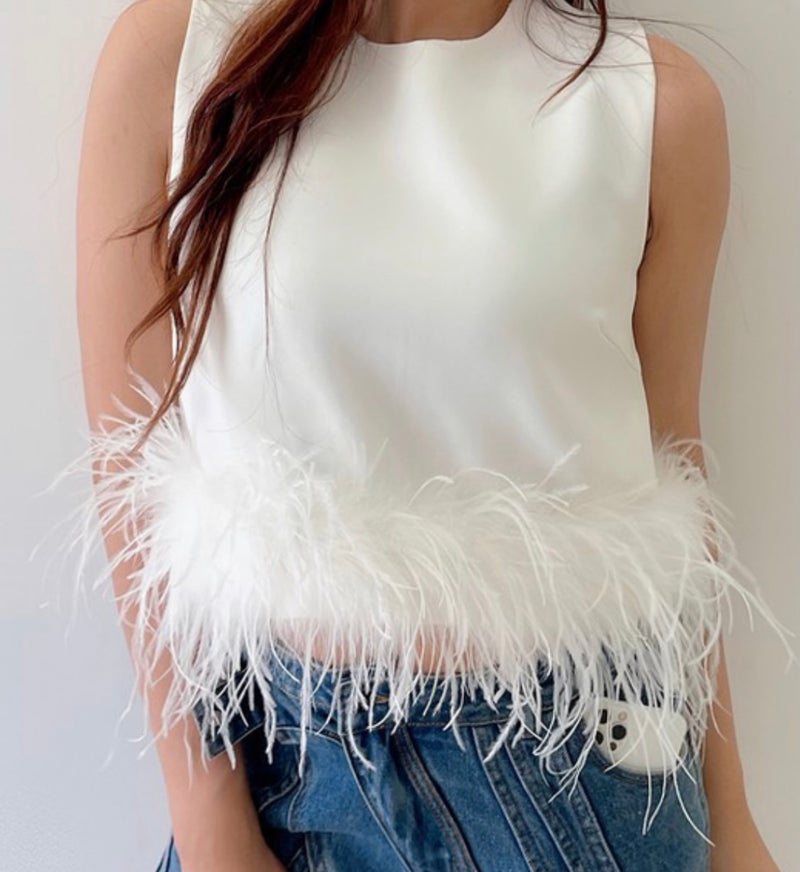 Sleeveless Feathered Tank