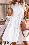 White ruffle Trim Dress