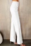 White Leather Flared Pants