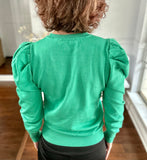 Green puffy Sleeve Sweater