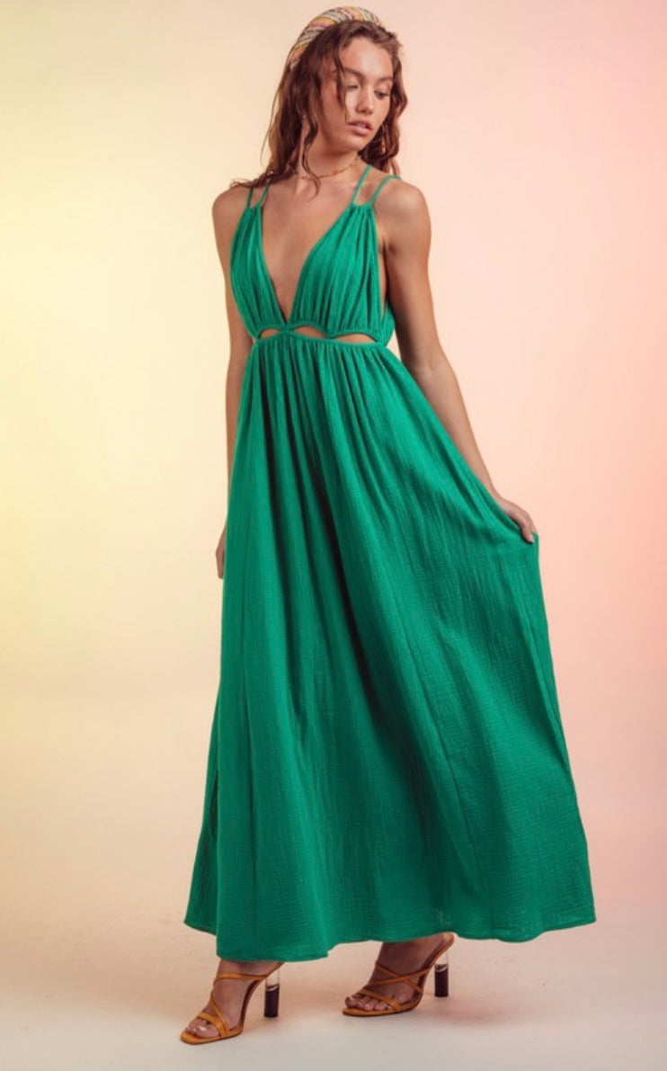 Kelly Green Cut Out Maxi Dress