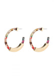 Multi Acrylic Gold Duster Hoop Earrings