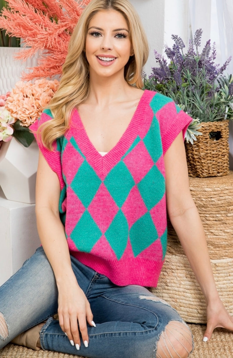 Diamond Checkered Vest