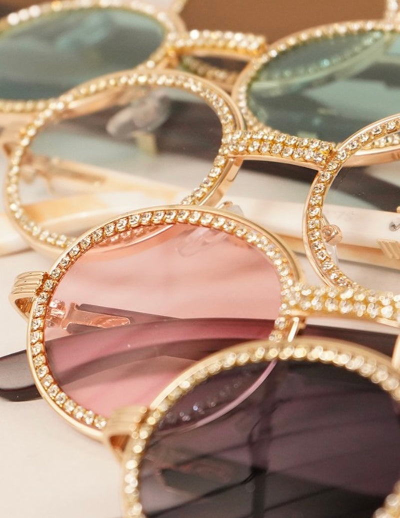 Rhinestone Round Sunglasses