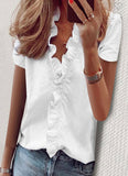 White Ruffle Silky Top