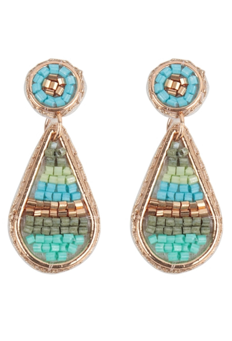 Turquoise Teardrop Beaded Earrings
