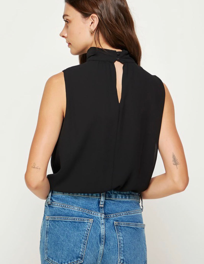 Mock Neck Shirred Sleeveless Bodysuit