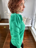 Green puffy Sleeve Sweater