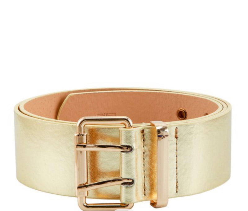 Double Line Hole Gold Belt